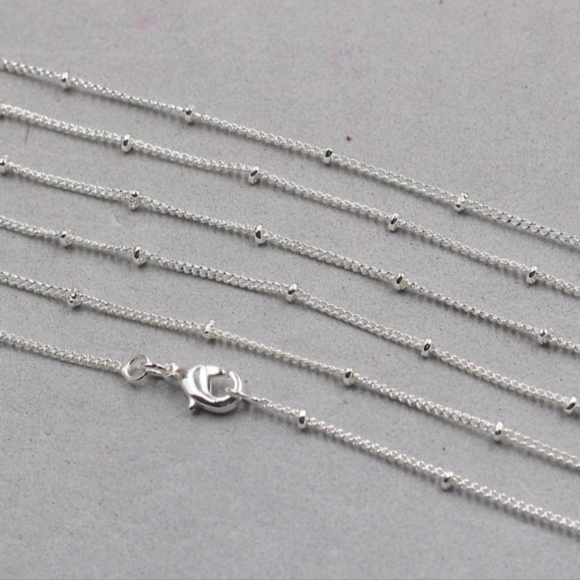 Handmade Leaf Necklace - Silver-plated Satellite Chain with Aluminum Charm - Picture 3 of 3
